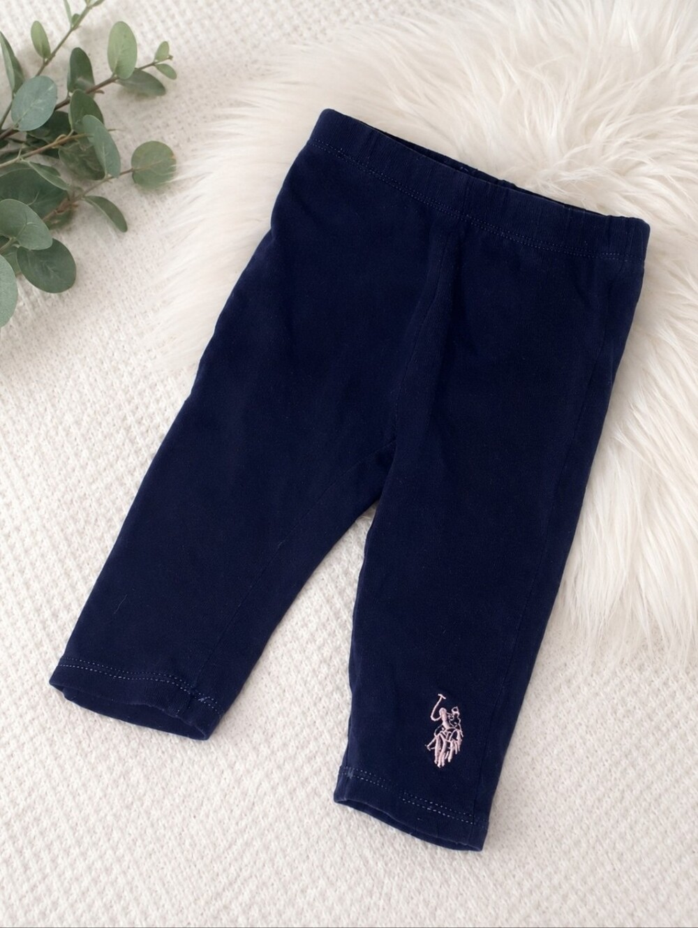 Size 6/9 months U.S POLO ASSN baby girl blue leggings